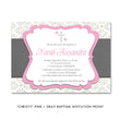 Load image into Gallery viewer, "Norah" Pink + Gray Baptism Invitation