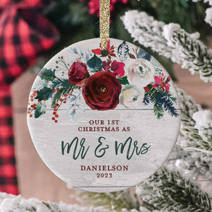 1st Christmas as Mr and Mrs Ornament, Personalized | 390
