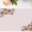 Load image into Gallery viewer, Pink blue bloom roses paper placemats, perfect for modern table setting and chic outdoor dining decor, by Digibuddha.