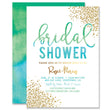 Load image into Gallery viewer, Chic Green Blue Ombre Bridal Shower Invitation with festive gold dots, perfect for elegant, modern bridal celebrations.