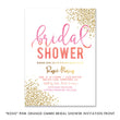 Load image into Gallery viewer, Chic Pink Orange Ombre Bridal Shower Invitation with gold dots, perfect for elegant, modern bridal showers.