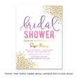 Load image into Gallery viewer, Elegant Pink Purple Ombre Bridal Shower Invitation with chic gold dots, perfect for a modern, stylish bridal celebration.
