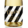Load image into Gallery viewer, "Stella" Black Stripe + Gold Engagement Champagne Labels