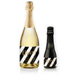 Load image into Gallery viewer, "Stella" Black Stripe + Gold Engagement Champagne Labels