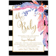 Load image into Gallery viewer, "Teagan" Feather + Flower Baby Shower Invitation