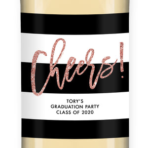 "Tory" Blush Glitter Graduation Wine Labels