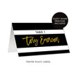 Load image into Gallery viewer, Black + White Striped Place Cards with Gold | Tory