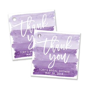 "Tory" Purple Watercolor Bridal Shower Favor Tags
