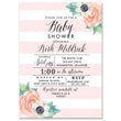 Load image into Gallery viewer, "Trish" Pink Striped + Floral Baby Shower Invitation