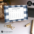 Load image into Gallery viewer, 2021 Navy Gingham Desk Calendar by Digibuddha | Coll. 3