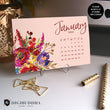 Load image into Gallery viewer, 2020 Bold Watercolor Floral Desk Calendar by Digibuddha | Coll. 27