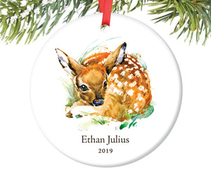 Baby Deer Christmas Ornament for Boy, Personalized | 86