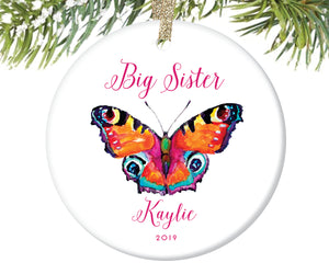 Big Sister Butterfly Christmas Ornament, Personalized | 93