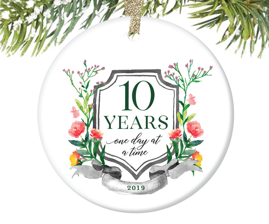 10 Years Sobriety Christmas Ornament  |  684