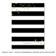 Load image into Gallery viewer, Elegant Black and Mint Floral Bridal Shower Invitation with pink flowers, gold dots, and black and white stripes.