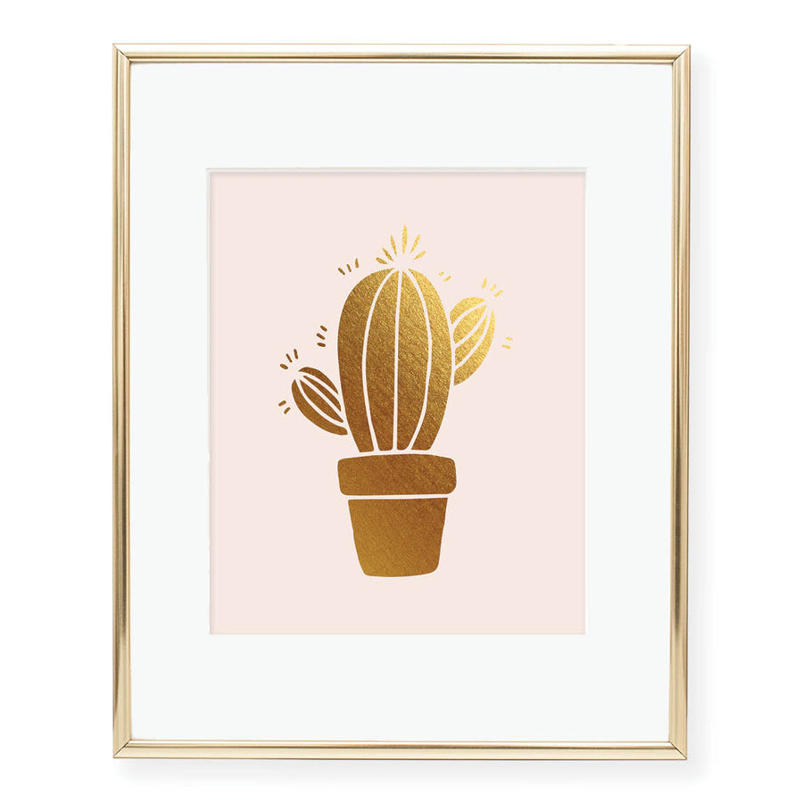 Potted Cactus Foil Art Print