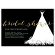 Load image into Gallery viewer, Elegant black and white wedding dress bridal shower invitation with chic black, white, and gold design elements.