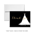 Load image into Gallery viewer, Elegant black and white wedding dress bridal shower invitation with chic black, white, and gold design elements.