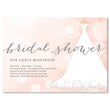 Load image into Gallery viewer, Chic pink and silver bridal shower invitation with a white wedding dress design, blush tones, and a silver glitter look.