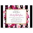 Load image into Gallery viewer, Magenta floral black striped bridal shower invitation featuring pink flowers, elegant gold frame and black and white stripes
