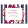 Load image into Gallery viewer, Navy blue and pink bridal shower invitation featuring pink florals, magenta accents, and navy stripes with a gold frame