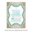 Load image into Gallery viewer, "Jackie" Aqua Lace + Burlap Christening Invitation