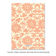 Load image into Gallery viewer, "Jackie" Coral Damask Christening Invitation