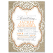 Load image into Gallery viewer, "Jackie" Peach Lace + Burlap Christening Invitation