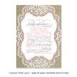 Load image into Gallery viewer, "Jackie" Pink Lace + Burlap Baby Shower Invitation
