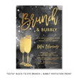 Load image into Gallery viewer, Champagne Black Gold Brunch & Bubbly Bridal Shower Invitation with black and gold hues, champagne glasses, and tie dye effect