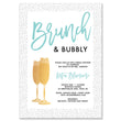 Load image into Gallery viewer, Elegant Chic Dots + Aqua Brunch & Bubbly Bridal Shower Invitation with fun tiny dots and gold champagne glasses