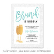 Load image into Gallery viewer, Elegant Chic Dots + Aqua Brunch & Bubbly Bridal Shower Invitation with fun tiny dots and gold champagne glasses