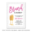 Load image into Gallery viewer, Chic Dots + Pink Brunch and Bubbly Bridal Shower Invitation featuring a chic tiny dots border and gold champagne glasses