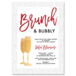Load image into Gallery viewer, Chic Red & Gold Brunch and Bubbly Bridal Shower Invitation with a dots border, bold red text, and chic gold champagne glasses