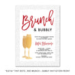 Load image into Gallery viewer, Chic Red & Gold Brunch and Bubbly Bridal Shower Invitation with a dots border, bold red text, and chic gold champagne glasses