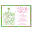 Load image into Gallery viewer, Chic Paisley Bridal Shower Invitation with preppy pink and green paisley print and artsy wedding dress design.
