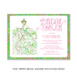 Load image into Gallery viewer, Chic Paisley Bridal Shower Invitation with preppy pink and green paisley print and artsy wedding dress design.