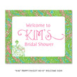 Load image into Gallery viewer, Chic Paisley Bridal Shower Invitation with preppy pink and green paisley print and artsy wedding dress design.