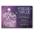 Load image into Gallery viewer, Chic Purple Watercolor Bridal Shower Invitation featuring a fashion wedding dress design, perfect for modern brides.