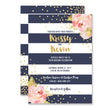 Load image into Gallery viewer, "Krissy" Navy + Pink Striped Wedding Invitation