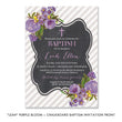 Load image into Gallery viewer, “Leah” Purple Bloom + Chalkboard Baptism Invitation