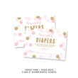 Load image into Gallery viewer, Pink + gold glitter dots "Leigh" diaper raffle ticket cards | digibuddha.com