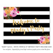 Load image into Gallery viewer, "Mady" Black + White Stripe Kids Birthday Party Invitation