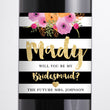 Load image into Gallery viewer, "Mady" Black + White Stripe Bridesmaid Proposal Wine Labels