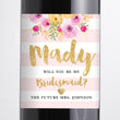 Load image into Gallery viewer, "Mady" Blush Pink Stripe Bridesmaid Proposal Wine Labels