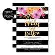 Load image into Gallery viewer, "Mady" Black + White Stripe RSVP Card