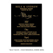 Load image into Gallery viewer, Black + Gold glitter "Mila" rehearsal dinner menu | digibuddha.com