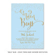 Load image into Gallery viewer, "Mila" Blue + Gold Twins Baby Shower Invitation