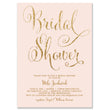 Load image into Gallery viewer, Modern Blush Pink and Gold Script Bridal Shower Invitation, with a chic design with gold script on a blush pink background.