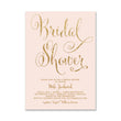 Load image into Gallery viewer, Modern Blush Pink and Gold Script Bridal Shower Invitation, with a chic design with gold script on a blush pink background.
